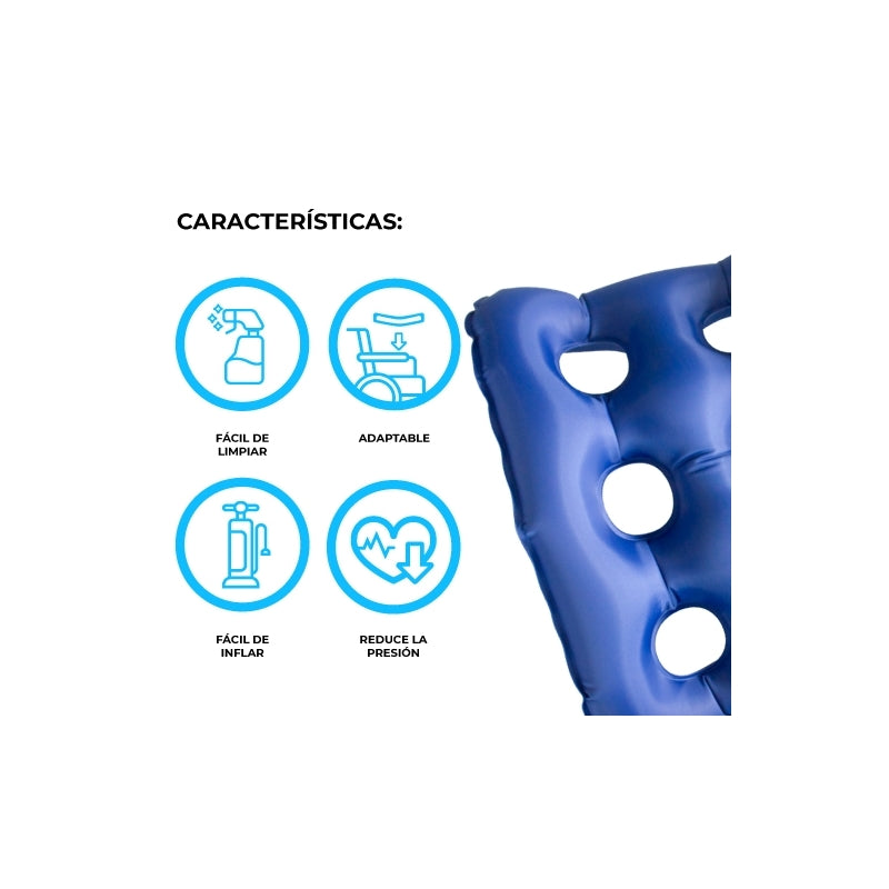 Cojín de aire | Forma cuadrada | 44 x 44 x 7 cm | Incluye inflador | AIR-02 | Mobiclinic - MICO