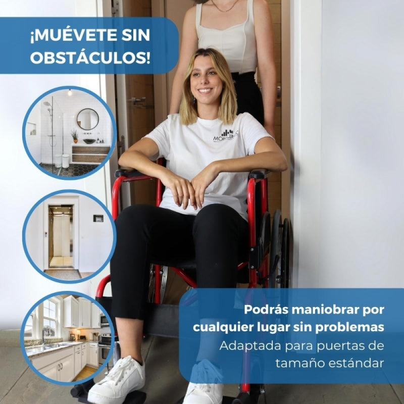Silla de ruedas | Plegable | Rueda grande | Resistente | Reposabrazos y reposapiés fijos | Rojo | Alcazaba | Mobiclinic - MICO