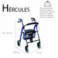 Andador ancianos | Plegable | Aluminio| Frenos en manetas | Asiento y respaldo | 4 ruedas | TOP | Hércules | Mobiclinic - MICO