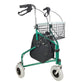 Andador para ancianos | Plegable | Freno en manetas | 3 ruedas | Cesta | Verde | Caleta | Mobiclinic - MICO