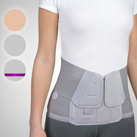 Órtesis Lumbosacra semirrígida | Tejido Transpirable | Con micro-velcro | Gris | Varias tallas | LS301 | Emo - MICO