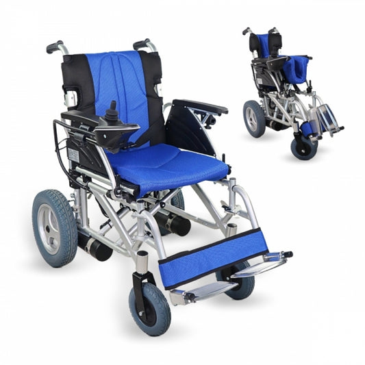 Silla de ruedas eléctrica | Plegable |Auton. 20 km | Aluminio | 20Ah | Azul y negra | Lyra | Mobiclinic - MICO