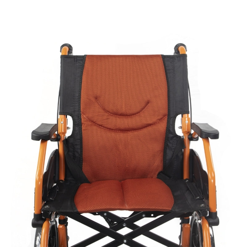 Silla de ruedas | Plegable | Aluminio | Freno en manetas | Reposapiés | Reposabrazos | Naranja | Pirámide | Mobiclinic - MICO