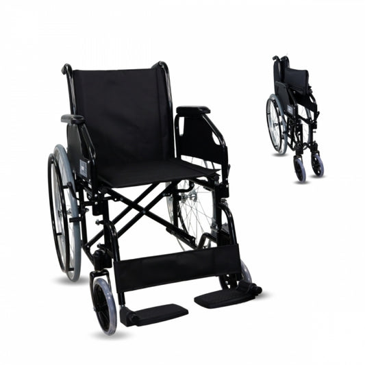 Silla de ruedas | Plegable | Ruedas grandes | Acero | Ortopédica | Ligera | Negro | Catedral | Mobiclinic - MICO