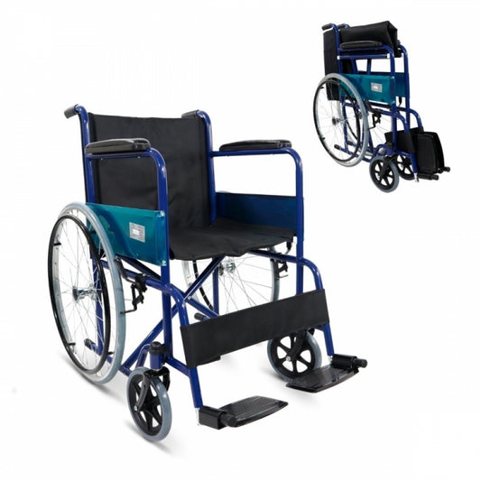 Silla de ruedas plegable | Ruedas grandes | Ligera | Ortopédica | Azul | Alcázar | Mobiclinic - MICO